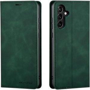 Sjzg-Etui Pour Samsung Galaxy A34, Housse En Cuir Premium Pu Portefeuille Conque, [Fentes Pour Cartes] [Fermoir Magn&eacute;tique] [Stand Fonction] Flip Coque Pour Samsung Galaxy A34 - Vert - Neuf