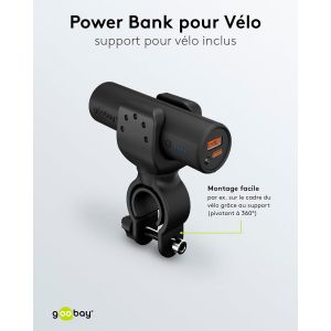 Bike Powerbank 5.0 5000mah Avec Support Renforc&eacute; Pour Guidon De V&eacute;lo/Banque De Puissance Pour V&eacute;lo &Eacute;lectrique/Chargeur Avec Quickcharge & Power Delivery/Charger Pour Samsung,Apple - Neuf