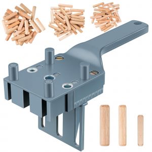 Kit Guide de Perçage pour Chevilles en Bois Universel 4645000 Gabarit de Perçage et 90 Chevilles en Bois en 6/8/10 mm Jauge à Cheville Manuelle pour Connexions Précises en Coin T et Surface - Neuf