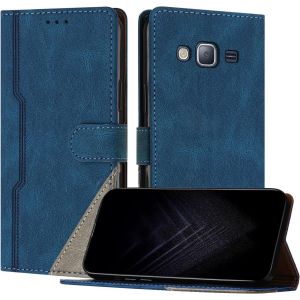 Kal-Étui Pour Samsung Galaxy J3 2015/J310, Housse En Cuir Pu Avec [Protection Antichoc Tpu] [Fonction Support] [Porte-Cartes ] Antichoc Magnétique Coque Pour Galaxy J3 2015 - Bleu - Neuf