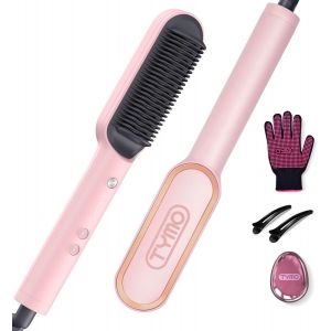 Ring Brosse Lissante Pour Cheveux, Fer À Lisser Avec Peigne Intégré, 20s Ptc Chauffage & 5 Réglages De Température & Anti-Brûlure, Professionnels Hair Straightener, Lisseur Cheveux (Or) - Neuf