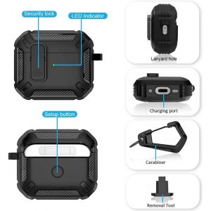 AirPods Pro 2 Case 2022 avec Couvercle d'&eacute;tanch&eacute;it&eacute; et Crochet Porte-cl&eacute;s, &eacute;tui Durable Antichoc antipoussi&egrave;re (Jaune) - Neuf