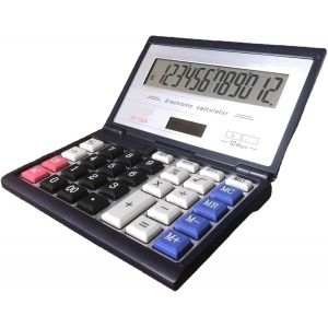 Calculatrice solaire &agrave; double puissance avec affichage &agrave; 12 chiffres Grand &eacute;cran pliable Flip Cover Big Button Outil informatique portable pour les finances,les affaires,le bureau et l'&eacute;cole - Neuf