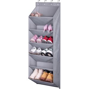 Kgabery-Étagère À Chaussures De Porte Avec Poches Profondes Sur La Porte-Organiseur De Rangement Pour Placard Étroit Et Dortoir-Peut Contenir 12 Paires De Chaussures-Gris - Neuf