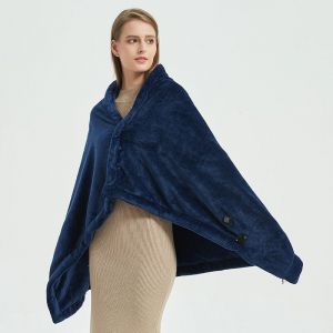 Couverture Chauffante Usb Lavable (Bleu Marine) Pour La Maison Et Le Bureau, En Polaire Corail Douce, Pour L'hiver - Neuf