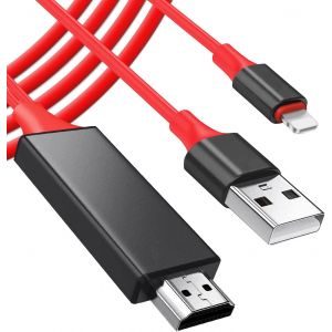 Senior-C&acirc;ble Adaptateur Hdmi, Compatible Avec I-Phone I-Pad Vers Hdmi Digital Av Sync Screen Adapter Avec Connecteur De Port De Charge Vers Moniteur De Projecteur Tv Hd 1080p[L180] - Neuf