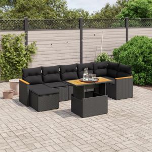 Prolenta Premium - Salon De Jardin 8 Pcs Avec Coussins Noir R&eacute;sine Tress&eacute;e - Neuf
