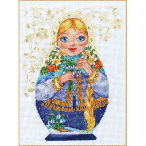 Kit Point De Croix Compt&eacute; "Matriochka. Beaut&eacute; Du Printemps" 19x26 Cm - Neuf