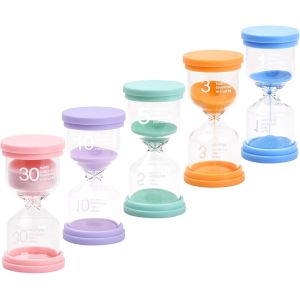 Checarzhn--No1-5pcs Coloré Sablier Minuterie, Sable Cuisine Minuterie Horloge, 1min 3min 5min 10min 30min, Minuteur Bros Dents Enfant, Horloge À Sable Sablier Pour Enfant Pour Jeux, Cuisine - Neuf