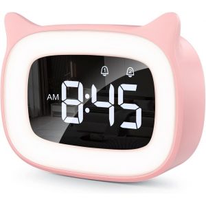R&eacute;veil Educatif,LED Veilleuses Pendules horloges de Chambre d'enfant Kid Sleep Jour/Nuit Lumineux,Snooze R&eacute;veil 5 Couleurs,18 Types de Musique,2 Alarmes,Fille Garcon - Neuf