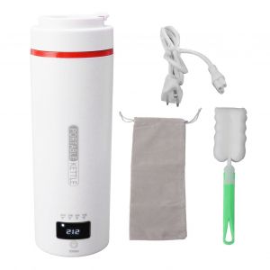 HJLIAN Bouilloire electrique portable 520 ml, 4 temperatures prereglees, chauffe-eau electrique avec arret automatique, protection anti-ebullition a sec, prise americaine 120 V, blanc - Neuf
