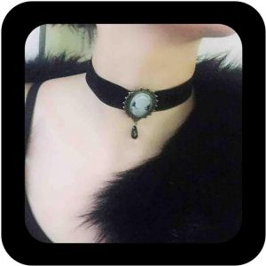 Kal-Collier Ras Du Cou En Velours Noir Gothique Victorien Colliers Camée Rétro Collier Large En Velours Noir Colliers Cristal Goutte D'eau Bijoux Pour Femmes - Neuf