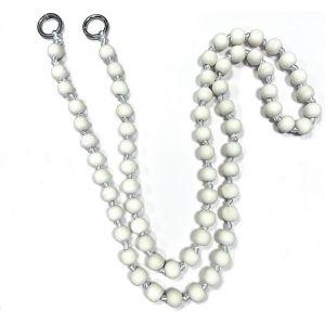 Kal-Chaîne De Téléphone Portable Avec Perles En Bois Multicolores - 120 Cm - Amovible - Universel - Anti-Perte - Pour Téléphone Portable - Pour Femme Et Fille - Blanc - Neuf