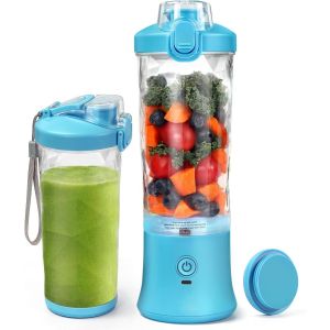 NouvelHorizonstore-Mixeur portable pour smoothie, Blender Mixeur avec 600 ml de grande capacit&eacute; et batterie 4000 mAh, 6 lames 3D et IPx67 &eacute;tanche, moteur 270 W pour faire des milkshakes et smoothies - Neuf