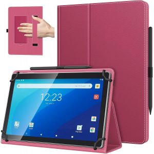 ELVORIX-Coque Universel pour Tablette Androiod de 10,1 Pouces avec Boucle pour Stylet, Coque L&eacute;ger et Pliable avec Main pour Toutes Les Tablettes &agrave; &Eacute;cran Tactile de 9,6 &agrave; 11 Pouces, Magenta - Neuf