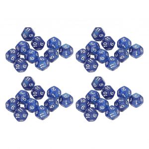 40pcs Poly&eacute;drique D&eacute;s Chiffres Clairs &Eacute;tanche Emp&ecirc;cher L'oxydation 12 Side Dice Set Pour L'enseignement Du Jeu Bleu - Neuf