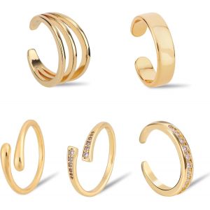 Kal-5pcs Bagues D'orteil Pour Femmes, 5 Styles Bagues D'orteils Réglables À Bande Ouverte Anti-Ternissement Bijoux De Pied D'été Pour La Plage Accessoires Pied D'été - Neuf