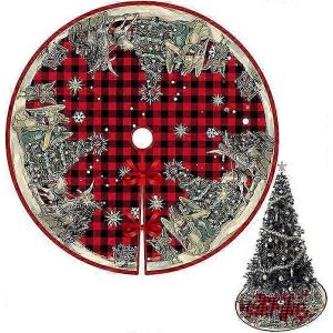 Jupe de sapin de No&euml;l facile &agrave; utiliser, jupe de sapin ronde classique, tapis de sapin de No&euml;l durable, doux et confortable - Neuf