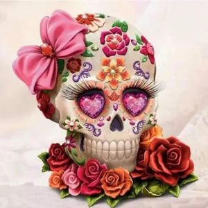 Diy Diamond Painting Peinture Numéro En Diamant Complet Kits Broderie Au Point De Croix Décoration- Série Tête De Mort 30*40cm-A - Neuf