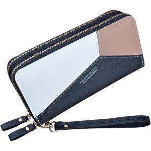 TIANYI-Portefeuille pour Femme avec Double Fermeture &eacute;clair Portefeuille Portefeuille en Cuir PU pour Femme Portefeuille &agrave; Longue Pochette Grande Capacit&eacute; Portefeuille Bracelet (Noir4) - Neuf
