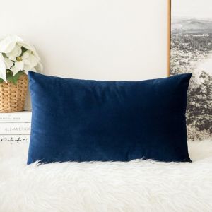 Eryi-Housse De Coussin En Velours Décoratif Canapé Home Decor Taie D'oreiller Super Doux Decoration Maison Salon Chambre Pour Canapé Clic Clac 30 X 50 Cm 12""X20"",1 Pièce Bleu Foncé - Neuf