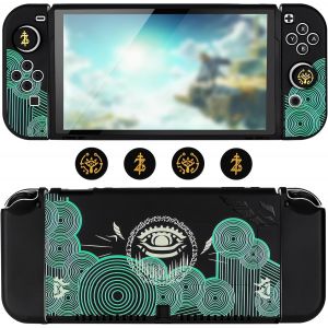 Eryi-Coque Compatible Avec Switch Oled,Étui De Protection Souple Avec Joy Con Cover Et Protège-Pouce,Cool Dockable Switch Coque Étui Absorption Des Chocs Cover De Protection-Vert - Neuf