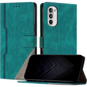 KAL-&Eacute;tui Pour Motorola Moto G 5G 2022, Housse En Cuir Pu Avec [Protection Antichoc Tpu] [Fonction Support] [Porte-Cartes ] Antichoc Magn&eacute;tique Coque Pour Moto G 5G 2022 - Vert - Neuf