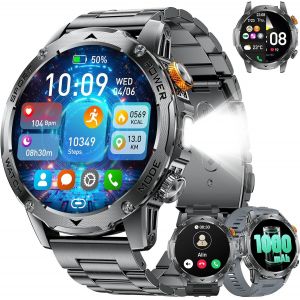Montre Connect&eacute;e Homme Avec Appel Bluetooth-1000Mah Batterie,1.75"" Hd Grand &Eacute;cran/Led Lampe,24/7 Sommeil/Fr&eacute;quence Cardiaque,110 Sportifs Ip68 &Eacute;tanche Smartwatch Homme Pour Android Ios - Neuf