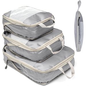 KALANKA-Organisateur Valise Rangement Organisateur de Valise Imperm&eacute;able Bagage Sac Compression Maquillqage V&ecirc;tement Pochette Voyage, Gris 3 Pi&egrave;ces - Neuf