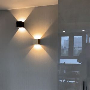 (Noir) Lampe Murale 12w, 2 Pièces Lampe Murale Led 3000k Extérieur/Intérieur, Lampe Murale Extérieure Ajustable, Lampe Murale Intérieure Étanche Ip65 Pour La Chambre, Le Couloir Et Le Salon - Neuf