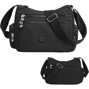 RFCBC-Sac Bandoulière Femme, Impermeable Nylon Sac a Main avec Bandoulieres Réglable Loisir Léger Sacoche Sport Bandoulière Multipoches Sac Besace Messenger Bag pour Voyages Travail École (Noir) - Neuf