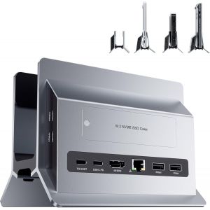 Station d'accueil Verticale Hub, Macbook Docking Station USB C avec boîtier M.2 NVMe(SSD Non Inclus), 4K et 60 Hz, 2 * USB C 10Gbps, SD/TF, Dock USB C Compatible avec MacBook Pro/Air, Laptop - Neuf