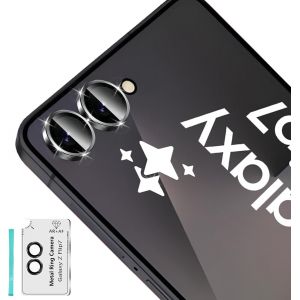 JGD-Cam&eacute;ra Arri&egrave;re Protecteur pour Samsung Galaxy Z Flip 7 Flip7/Flip 7 FE, Anneau de Lentille en M&eacute;tal Film Protection Cam&eacute;ra &Eacute;cran Protecteur et Vitre 9H HD Ultra R&eacute;sistant Verre Tremp&eacute;- Noir - Neuf