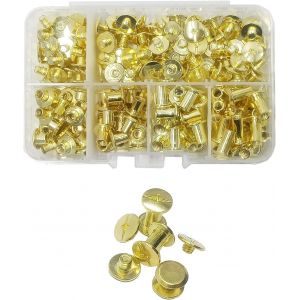 80 Pcs Kit De Rivets De Reliure Chicago,Rivets De Grand Livre Pour La D&eacute;coration De La Ceinture De Livre Num&eacute;ro De Mod&egrave;le De Bagage M5*4/6/8/10 Mm (Or) - Neuf