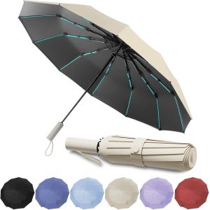 Kalanka-Parapluie Pliant Automatique,Parapluie Anti Vent,Parapluie Pliant R&eacute;sistant Au Vent, Parapluie Automatique Compact Coupe-Vent Avec 60 Baleines Pour Les Hommes Et Les Femmes - Neuf