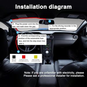 Dashcam ACC Hardwired Kit, Mini USB Hardwired dashcam Kit c&acirc;ble abaisseur, 12V - 24V &agrave; DC 5V 3A Chargeur de Voiture c&acirc;ble d'alimentation pour cam&eacute;ra de Voiture GPS - 3,5 m - Neuf