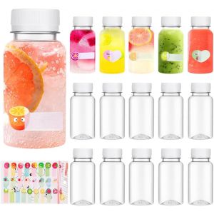 Mevronisshop-15 Pi&egrave;ce Bouteille &Agrave; Jus De Fruits 100 Ml, Bouteille Vide Plastique Pet R&eacute;utilisable Avec Couvercle Blanc, Mini Bouteille Plastique Avec Autocollant Pour Les Jus De Fruits, Les Boissons - Neuf