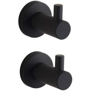 ERYI-Peinture Noire Plat Crochet Porte-Serviettes Lot De 2 À Fixation Murale Sus304 En Acier Inoxydable Unique Robe De Vêtements Holder, L5 X H7 Cm/Chaque - Neuf