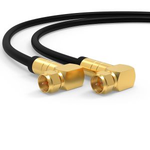 Câble SAT Premium 20m-Câble Coaxial Connecteur F coudé 90° Classe A+-Câble Antenne Fiche F pour TV,Routeur & Modem Internet-Supporte HD,4K UHD,8K,DVB-S/S2-Câble Satellite Noir - Neuf
