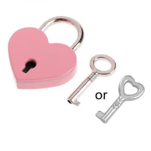 Mini cadenas d'amour vintage coeur forme serrure avec pour clé métal pour souhait serrure pour sac valise Bagage Agenda Livre Boîte à bijoux P15F - Neuf