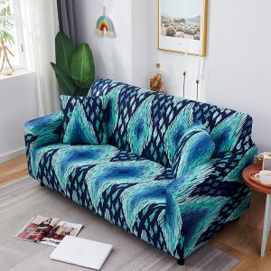 Housse de canapé imprimée avec accoudoirs, housse de fauteuil extensible, housse de canapé universelle magique, housse de canapé antidérapante (2 places, Randyll), sans taie d'oreiller - Neuf