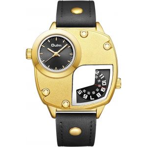 Eryi-Montre Homme Quartz Analogique Multi-Cadrans Montre Double Fuseau Horaire Avec Sangle À Motif Crocodile En Cuir - Neuf