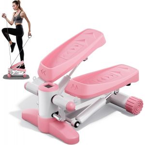CHECARZHN--NO1-Pink Stair Stepper Pour Exercices, Mini Stepper Portable Avec Bandes De Résistance, Affichage Lcd (330 Lb) Pour Les ies, Machine À Stepper D'Aérobic Fitness Pour L'Entraînement À La Ma - Neuf