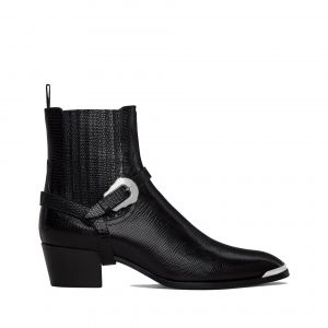 Bottines Chelsea En Cuir Noir Pour Homme Avec Harnais De Celine - 41 - Neuf