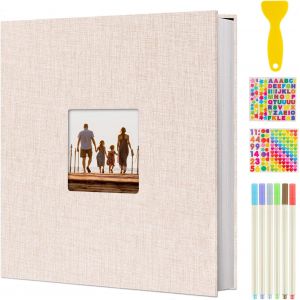 Tianyi-Album Photo Adhesif Scrapbooking, Traditionnel Livre De Lin Scrapbook 40 Pages, Cadeaux De Noël D'anniversaire De Mariage, Cadeaux Pour Homme Femme (Beige) - Neuf