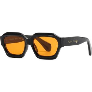 Lunettes De Soleil Homme Femme À La Rétro Mode Épais Hexagone Cadre Orange 80s Lunettes - Neuf