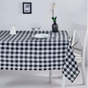 Nappe À Carreaux Colorée - 150*210cm Happy Kitchen Accessories : Nappe D'intérieur Et D'extérieur, Nappe De Fête (Grille Noire Et Blanche) - Neuf