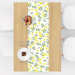 ERYI-40X140 Cm Chemin De Table À Motif Citron Chemin De Table Jaune Feuille Vert Moderne Printemps Eté Polyester Cuisine Pour Salle À Manger Jardin Décoration - Neuf