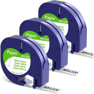 Compatible avec Letratag Ruban Papier 12mmx4m,Comaptible avec Letratag 200B LT100H LT100T Plus XR LT110T,Paper White 91200 S0721510 - Neuf