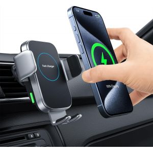 Wireless Car Charger Fast Car Charger Induction 15w With Air Outlet Clip For Iphone 13/12/11/X/8, Induction Car Phone Holder For Samsung Galaxy S21/S20/Note10/Note9 - Neuf